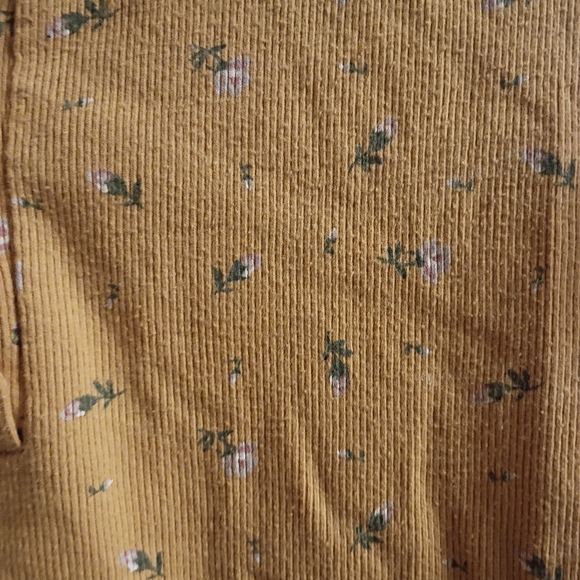 2/$10 Mustard Yellow Cropped Aeropostale Top with Subtle Floral Print - Picture 3 of 6